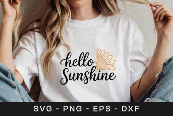 Hello Sunshine Positive Floral Quote SVG
